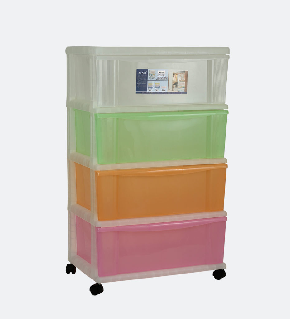 Multi Box Stocker Jumbo stocker 4 tier wide clear with wheel – House Hold